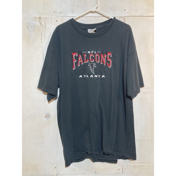 Vintage Atlanta Falcons Tee Tshirt XXL Nutmeg Mills NFL Black Embroidered Logo - Picture 1 of 6